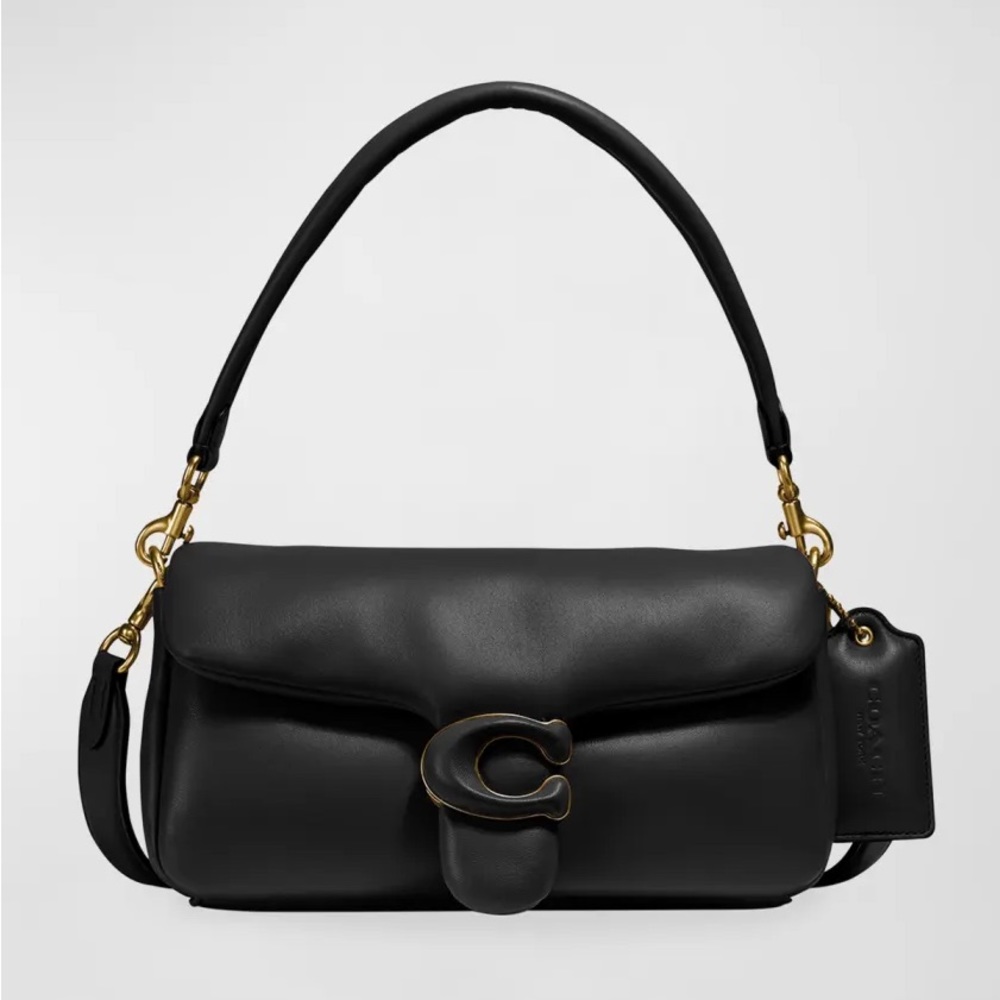 Coach Pillow Tabby 26 Leather Shoulder Bag, Black with gold hardware